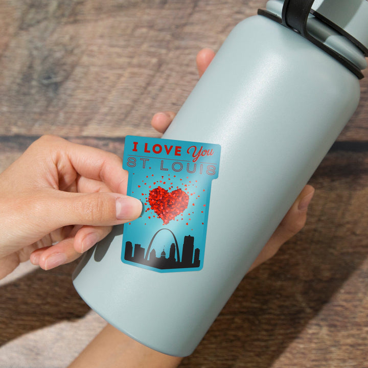I Love You St. Louis, Missouri, Contour, Vinyl Sticker Sticker Lantern Press 