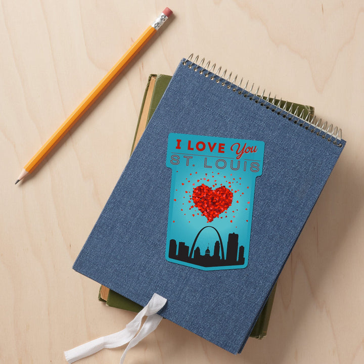 I Love You St. Louis, Missouri, Contour, Vinyl Sticker Sticker Lantern Press 