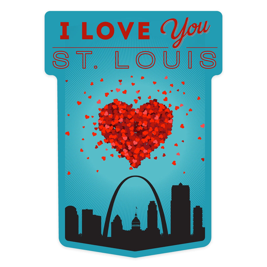 I Love You St. Louis, Missouri, Contour, Vinyl Sticker Sticker Lantern Press 
