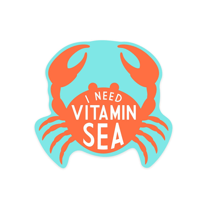 I Need Vitamin Sea, Simply Said, Contour, Vinyl Sticker - Lantern Press