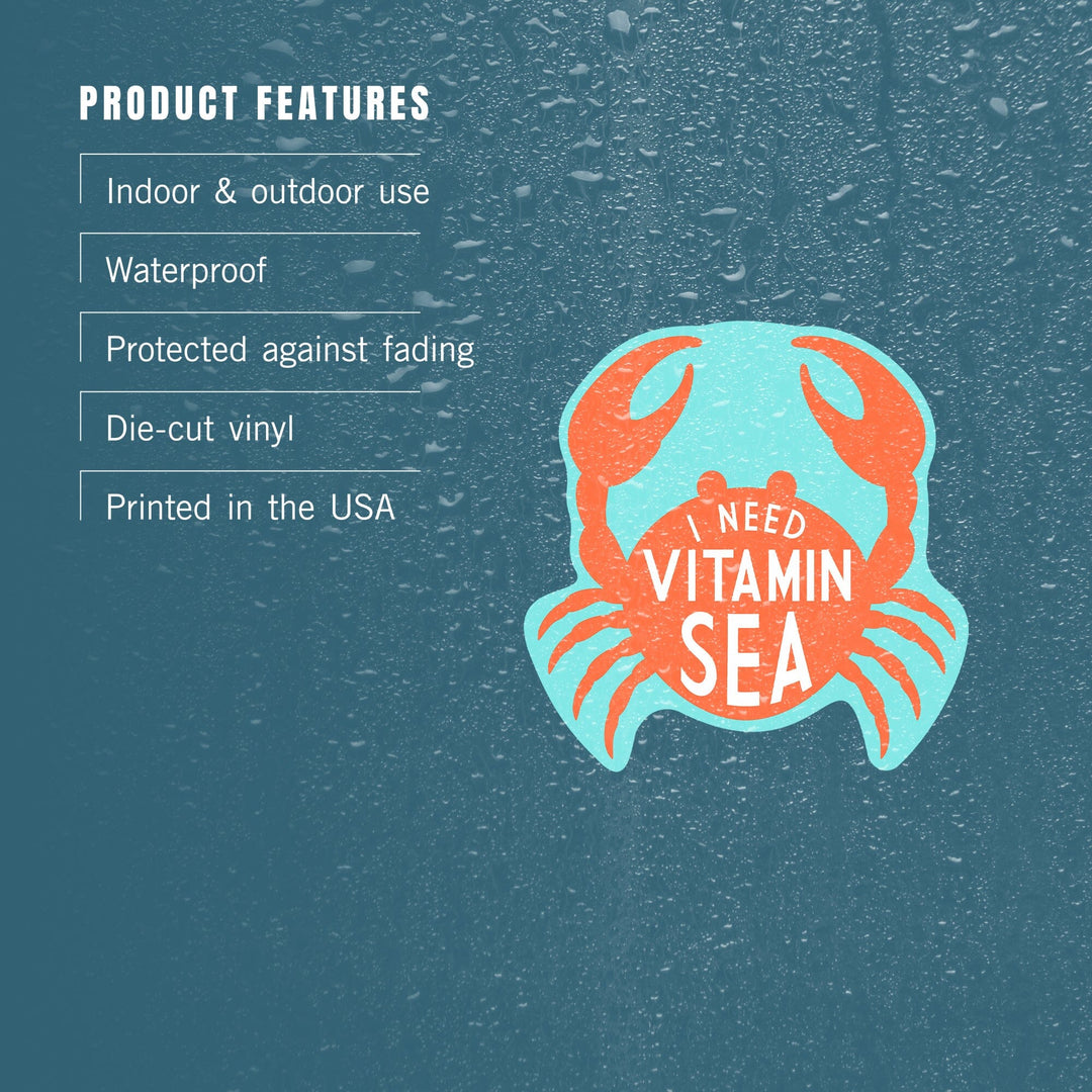 I Need Vitamin Sea, Simply Said, Contour, Vinyl Sticker - Lantern Press