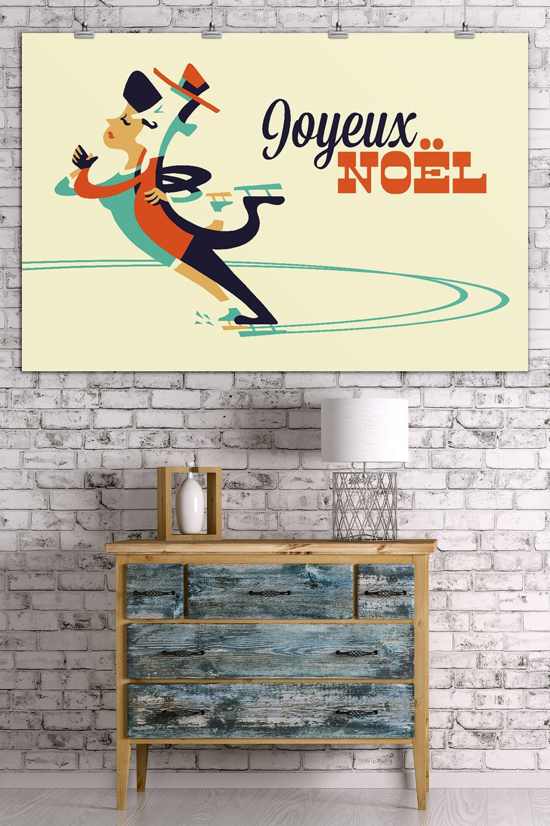 Ice Skaters, Retro Christmas, Art & Giclee Prints Art Lantern Press 36 x 54 Giclee Print 