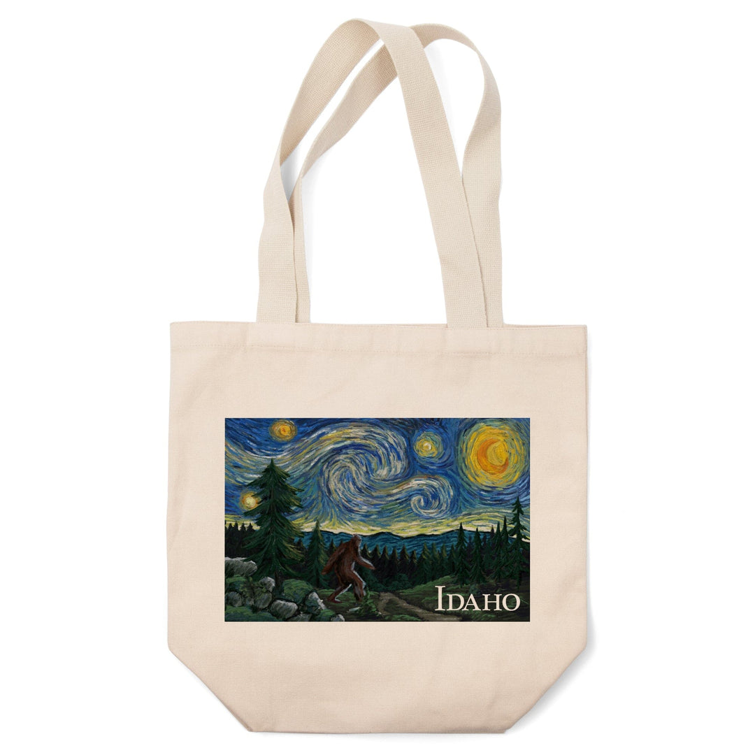 Idaho, Bigfoot, Starry Night, Lantern Press Artwork, Tote Bag Totes Lantern Press 