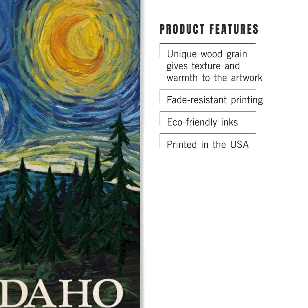 Idaho, Bigfoot, Starry Night, Lantern Press Artwork, Wood Signs and Postcards Wood Lantern Press 