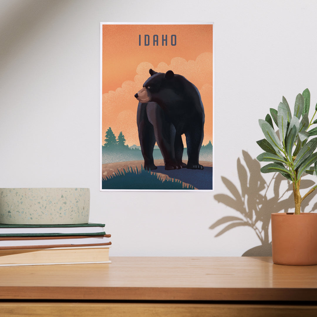 Idaho, Black Bear, Litho, Art & Giclee Prints Art Lantern Press 