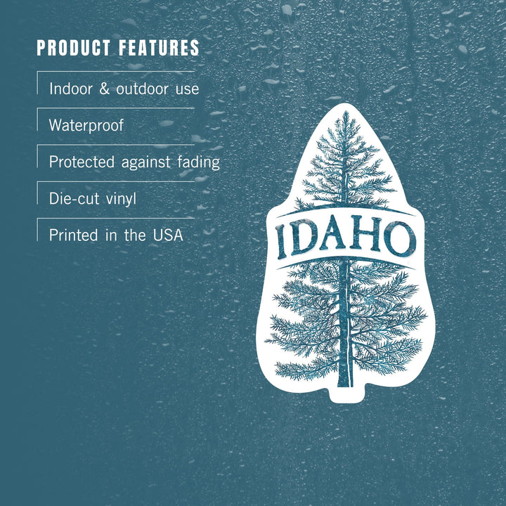 Idaho, Blue Spruce Tree, Contour, Vinyl Sticker - Lantern Press