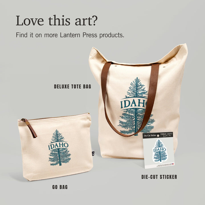 Idaho, Blue Spruce Tree, Contour, Vinyl Sticker - Lantern Press