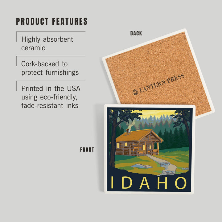 Idaho, Cabin Scene, Coasters Coasters Lantern Press 