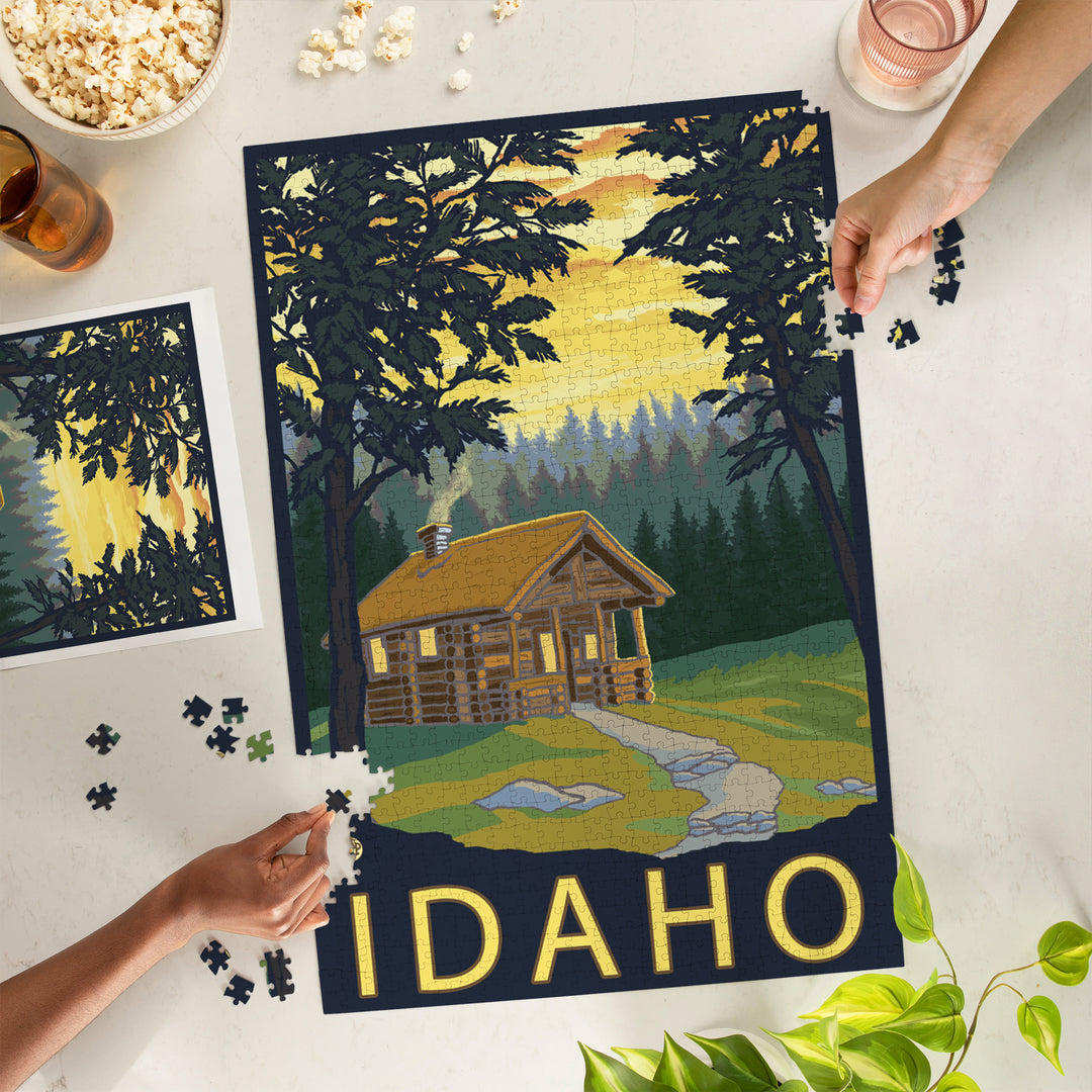 Idaho, Cabin Scene, Jigsaw Puzzle Puzzle Lantern Press 