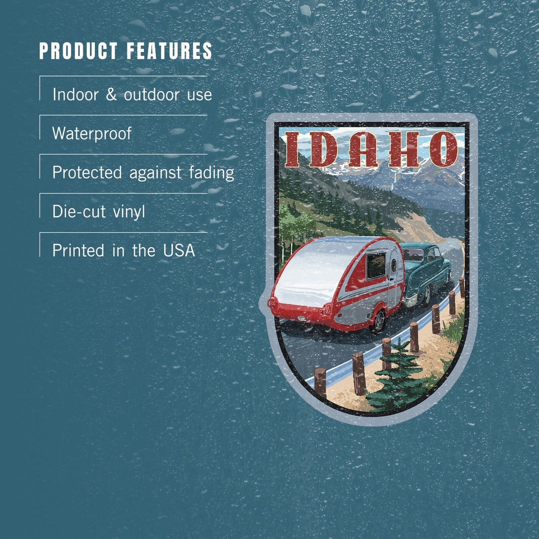 Idaho, Camper, Contour, Vinyl Sticker - Lantern Press