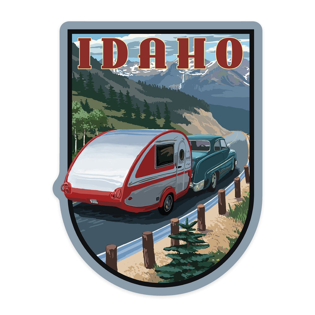 Idaho, Camper, Contour, Vinyl Sticker - Lantern Press