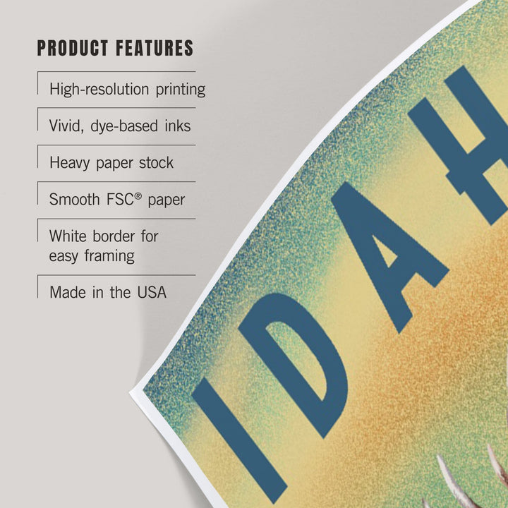 Idaho, Elk, Lithograph, Art & Giclee Prints Art Lantern Press 
