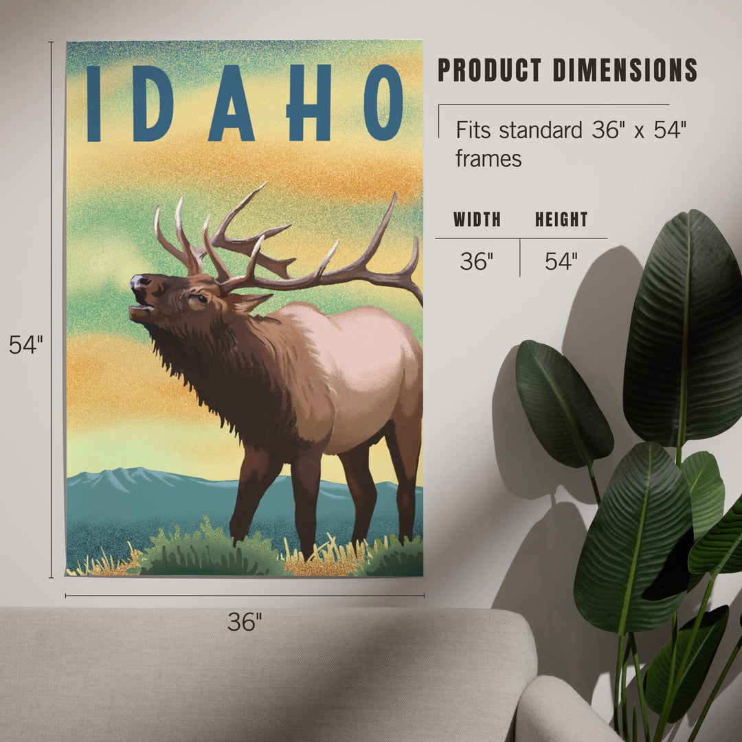 Idaho, Elk, Lithograph, Art & Giclee Prints Art Lantern Press 