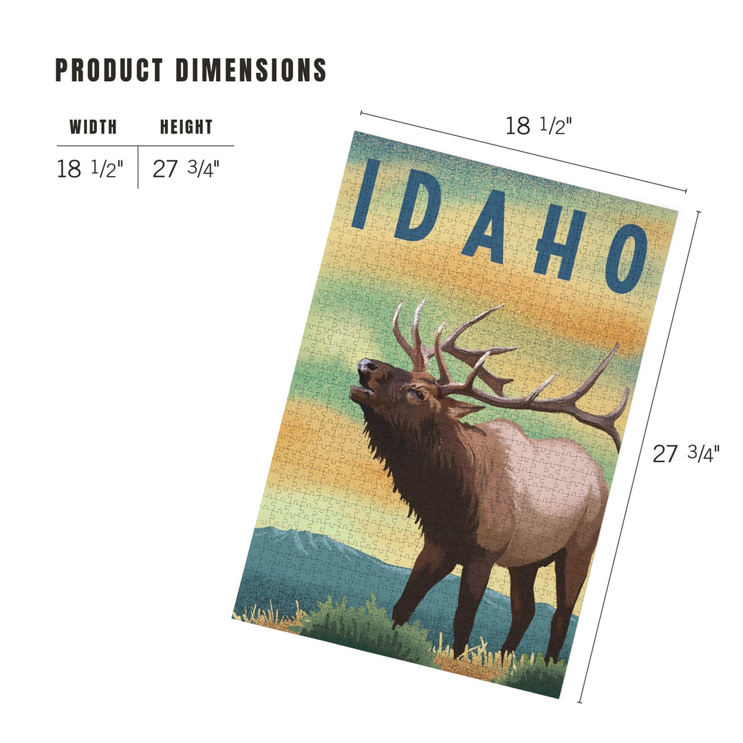 Idaho, Elk, Lithograph, Jigsaw Puzzle Puzzle Lantern Press 