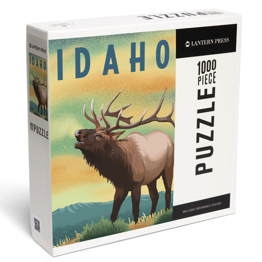 Idaho, Elk, Lithograph, Jigsaw Puzzle Puzzle Lantern Press 