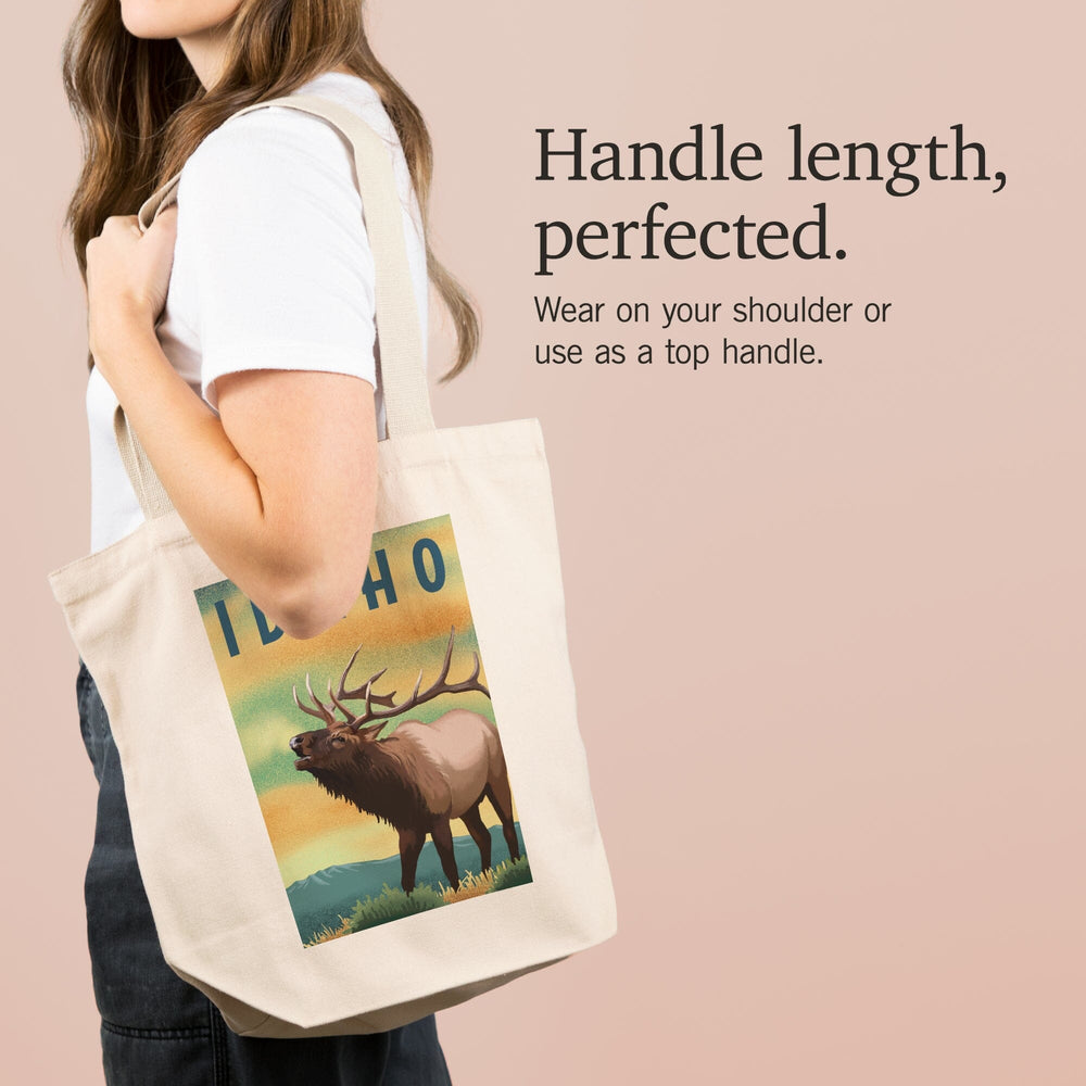 Idaho, Elk, Lithograph, Tote Bag Totes Lantern Press 