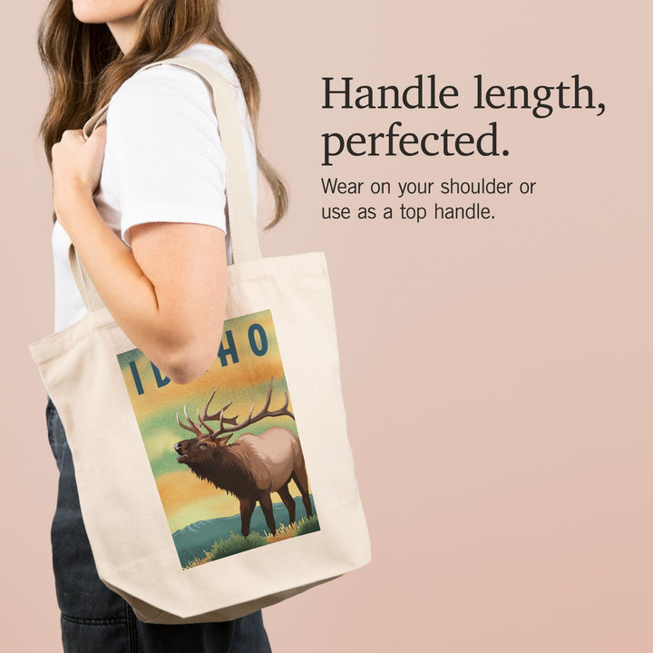 Idaho, Elk, Lithograph, Tote Bag Totes Lantern Press 