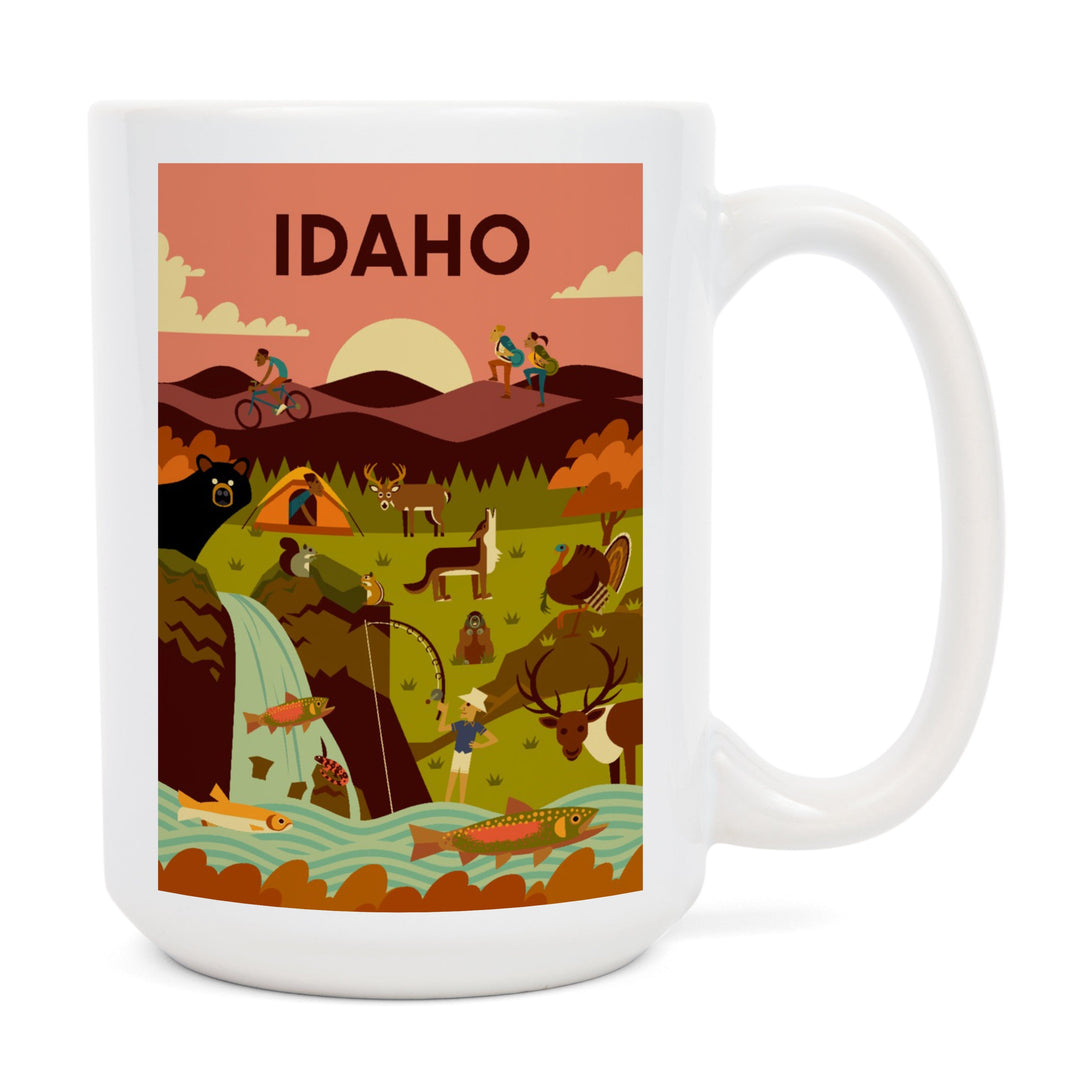 Idaho, Geometric, Lantern Press Artwork, Ceramic Mug Mugs Lantern Press 