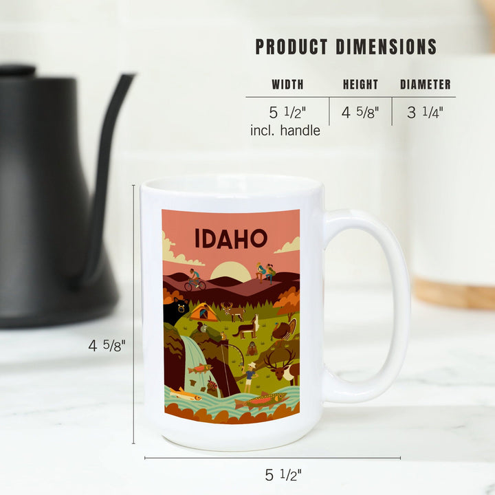 Idaho, Geometric, Lantern Press Artwork, Ceramic Mug Mugs Lantern Press 