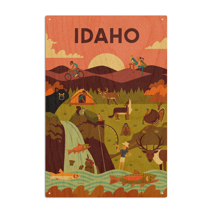 Idaho, Geometric, Lantern Press Artwork, Wood Signs and Postcards Wood Lantern Press 10 x 15 Wood Sign 