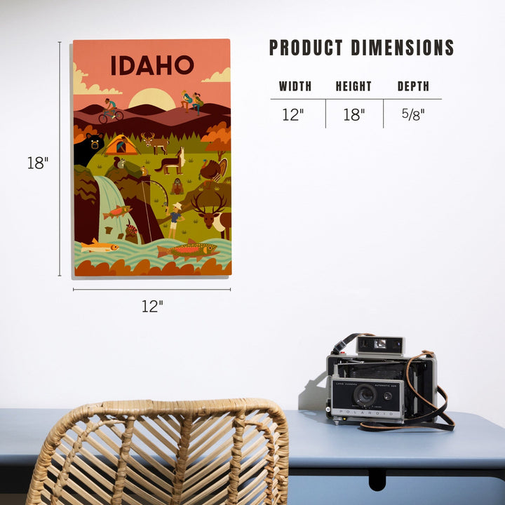 Idaho, Geometric, Lantern Press Artwork, Wood Signs and Postcards Wood Lantern Press 