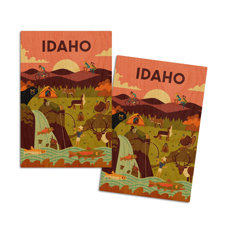 Idaho, Geometric, Lantern Press Artwork, Wood Signs and Postcards Wood Lantern Press 4x6 Wood Postcard Set 