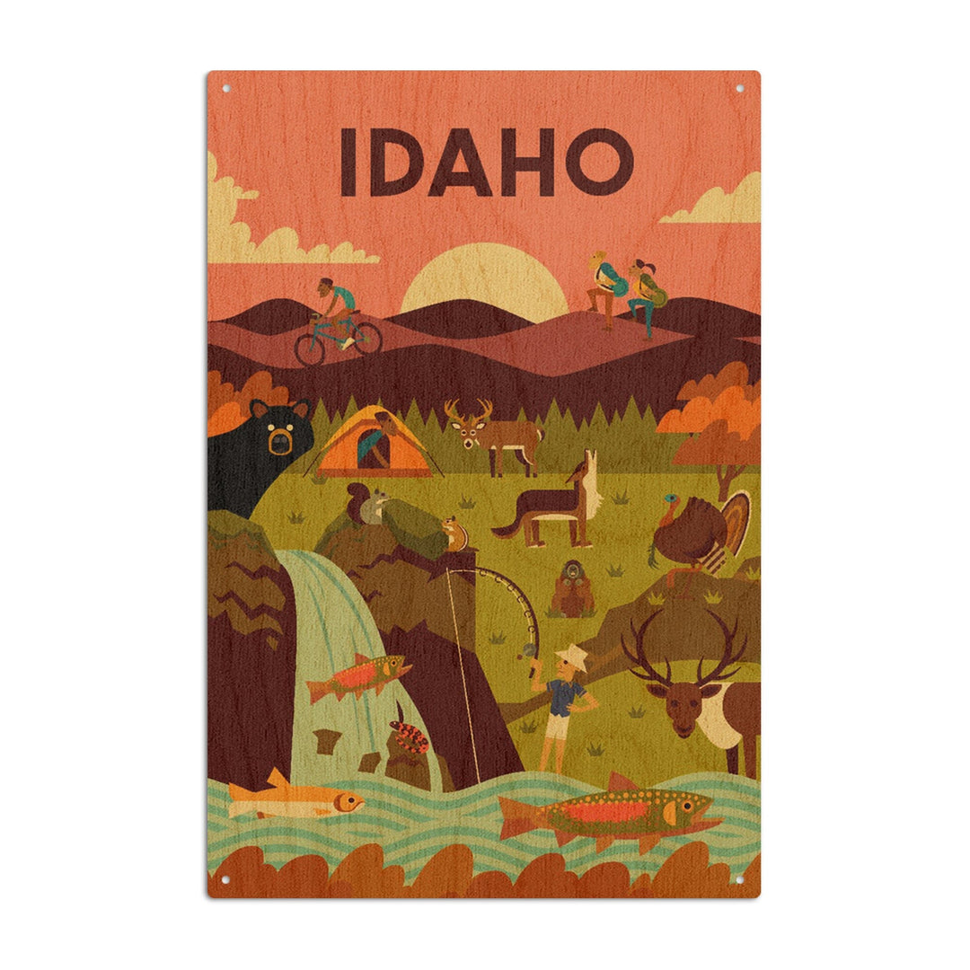Idaho, Geometric, Lantern Press Artwork, Wood Signs and Postcards Wood Lantern Press 6x9 Wood Sign 