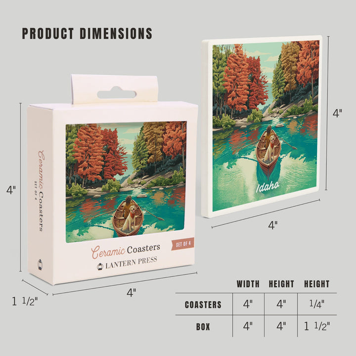 Idaho, Get Outside Series, Quiet Explorer, Boating, Fall Colors, Coasters Coasters Lantern Press 
