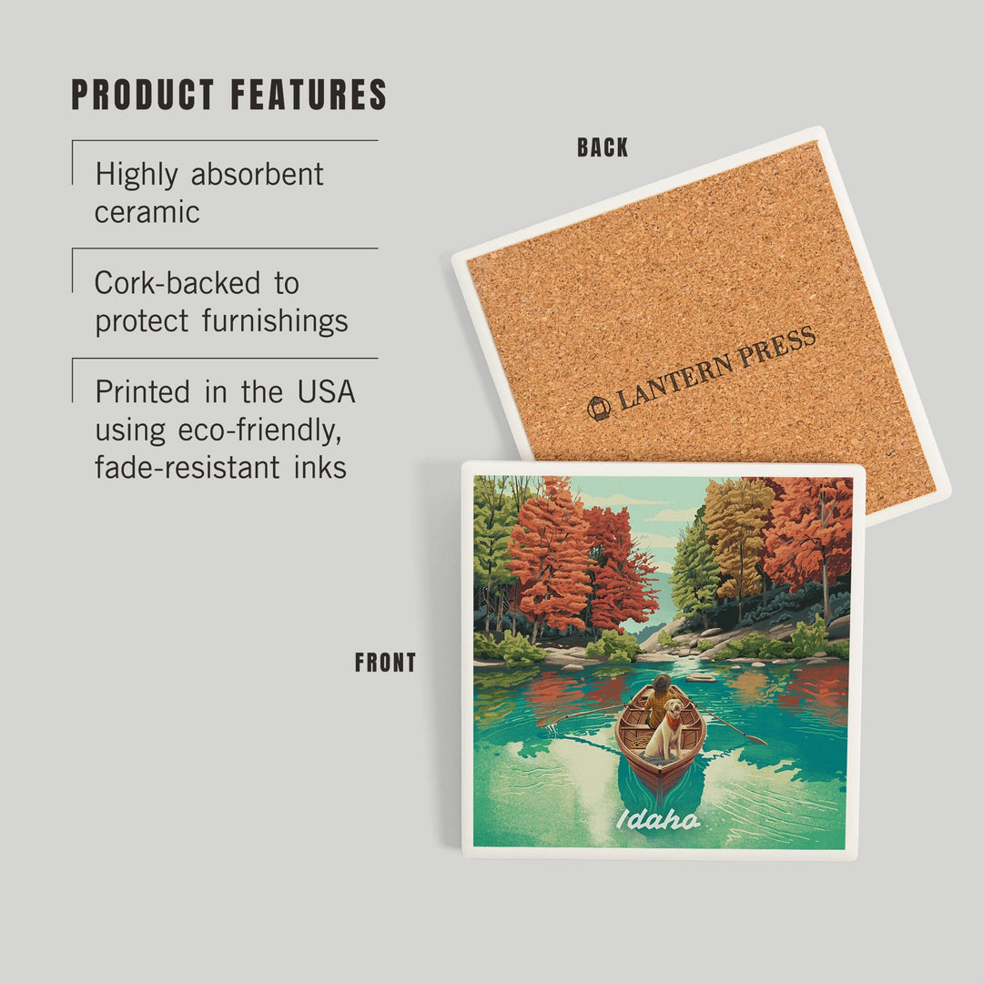 Idaho, Get Outside Series, Quiet Explorer, Boating, Fall Colors, Coasters Coasters Lantern Press 