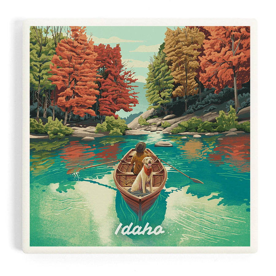 Idaho, Get Outside Series, Quiet Explorer, Boating, Fall Colors, Coasters Coasters Lantern Press 