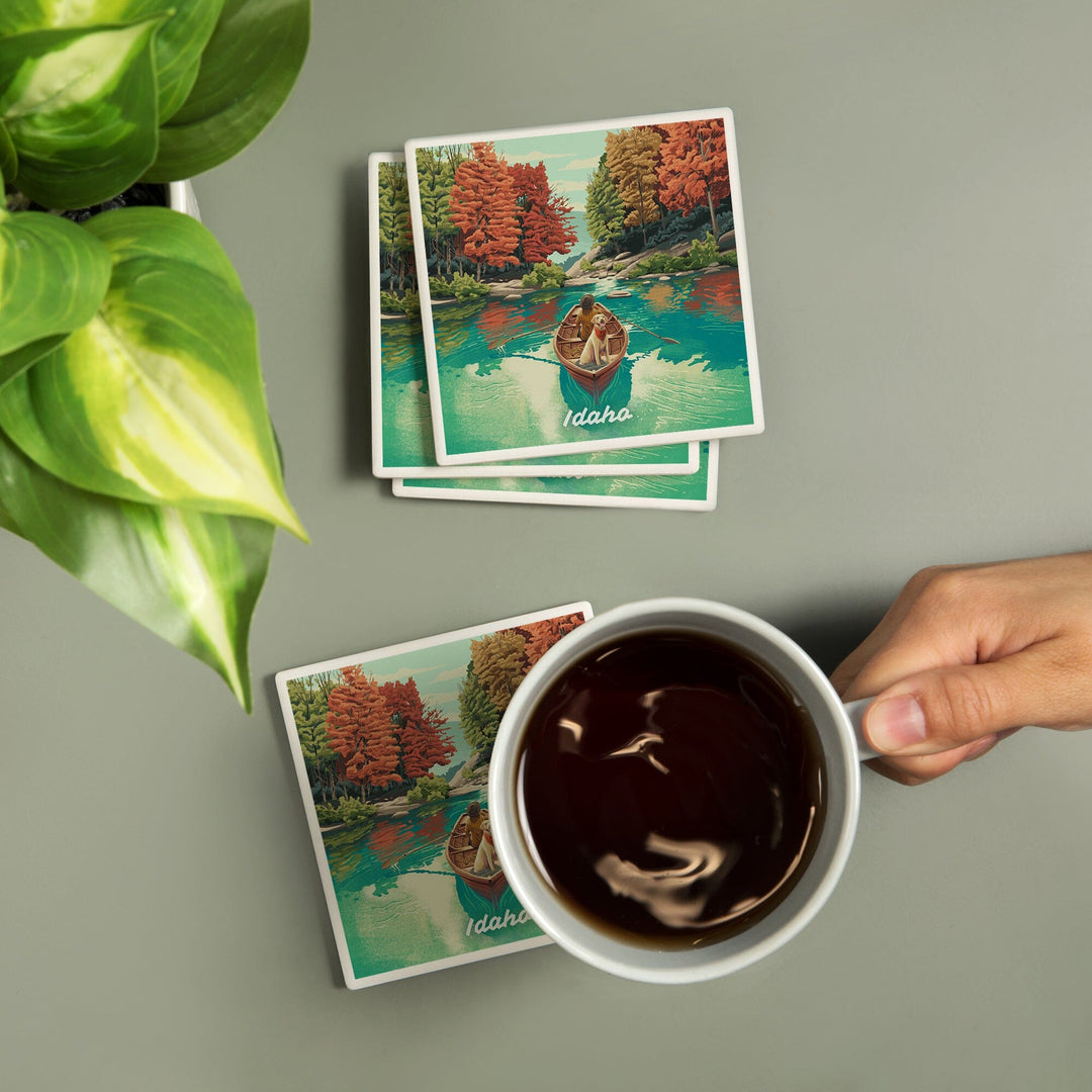 Idaho, Get Outside Series, Quiet Explorer, Boating, Fall Colors, Coasters Coasters Lantern Press 