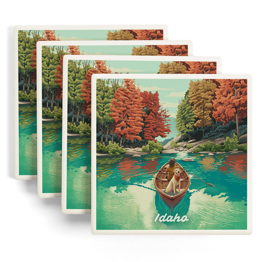 Idaho, Get Outside Series, Quiet Explorer, Boating, Fall Colors, Coasters Coasters Lantern Press 