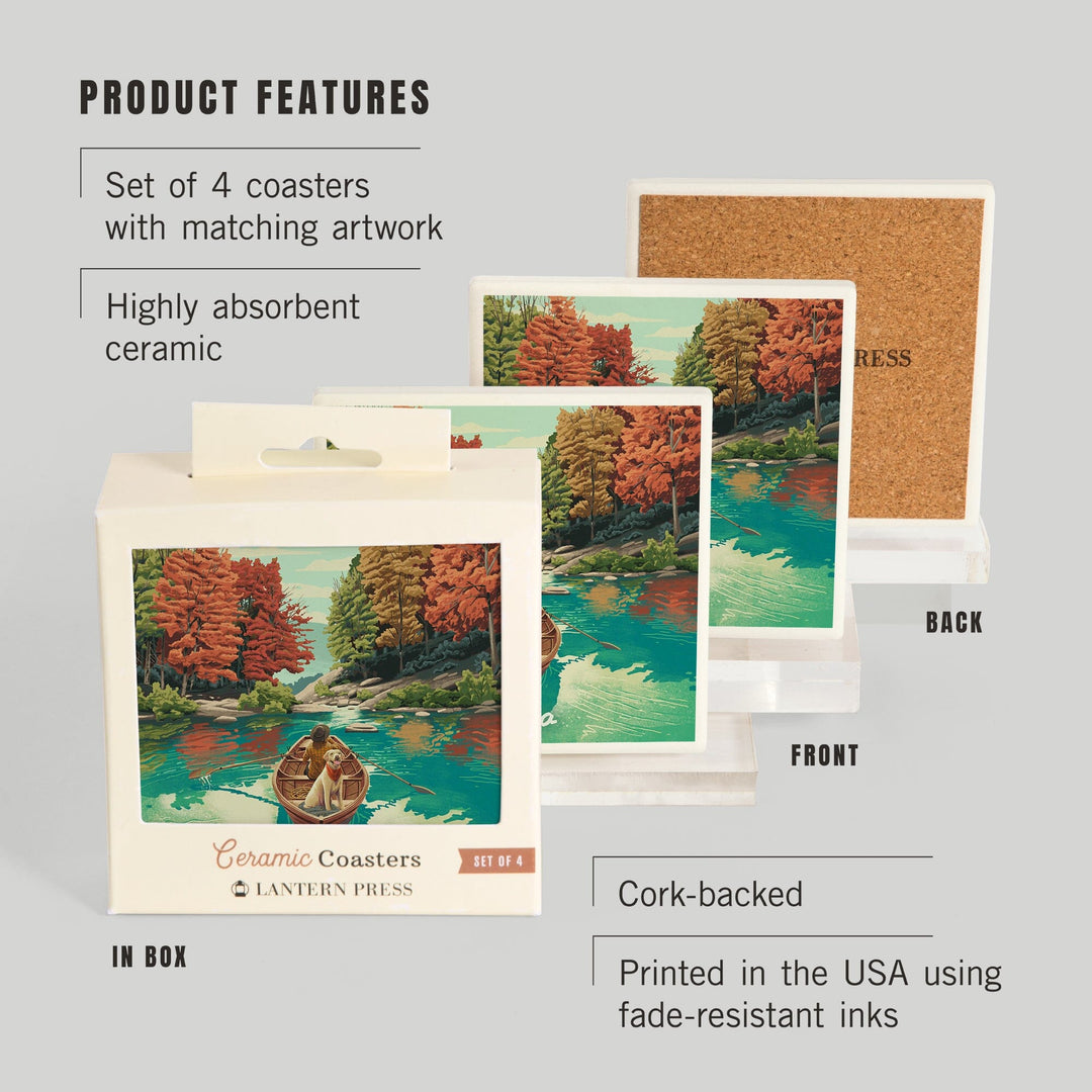 Idaho, Get Outside Series, Quiet Explorer, Boating, Fall Colors, Coasters Coasters Lantern Press 