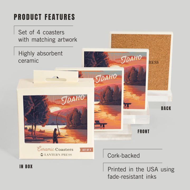 Idaho, Get Outside Series, This is Living, Fishing with Hills, Coasters Coasters Lantern Press 