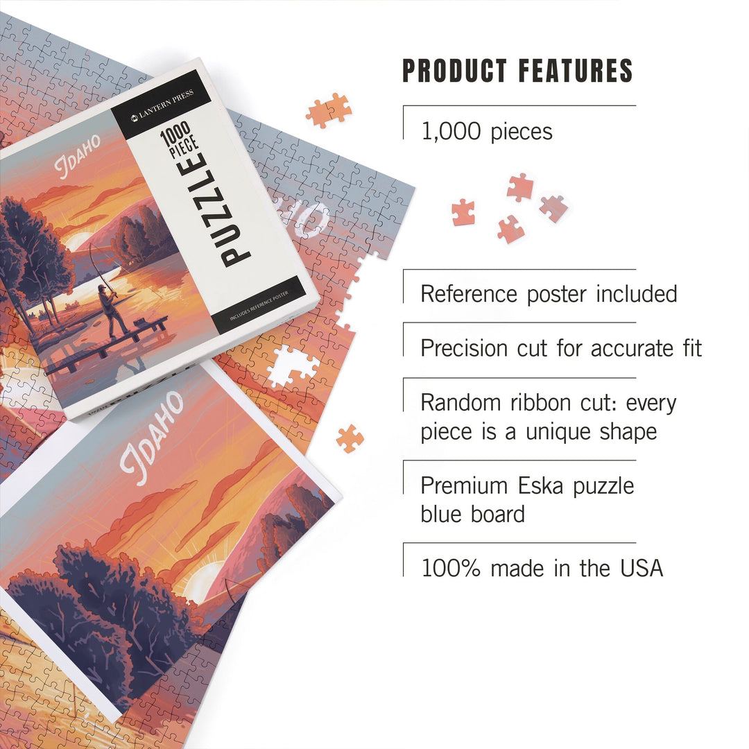 Idaho, Get Outside Series, This is Living, Fishing with Hills, Jigsaw Puzzle Puzzle Lantern Press 