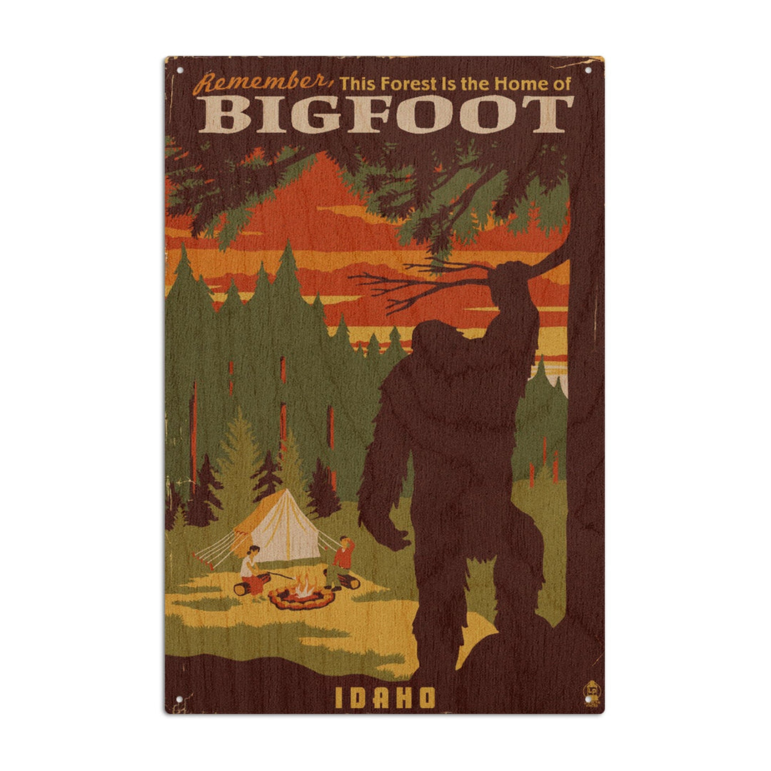 Idaho, Home of Bigfoot, WPA Style, Lantern Press Artwork, Wood Signs and Postcards Wood Lantern Press 10 x 15 Wood Sign 