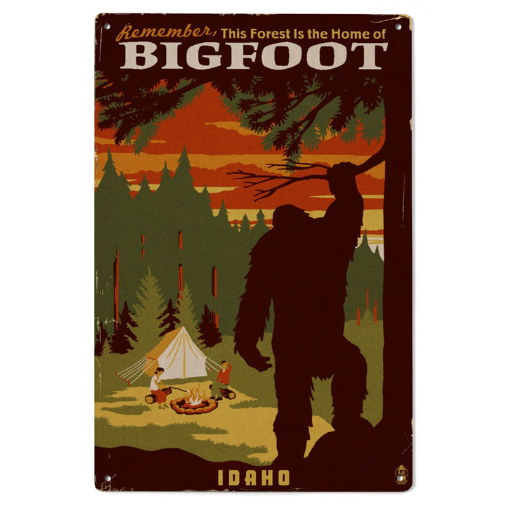 Idaho, Home of Bigfoot, WPA Style, Lantern Press Artwork, Wood Signs and Postcards Wood Lantern Press 