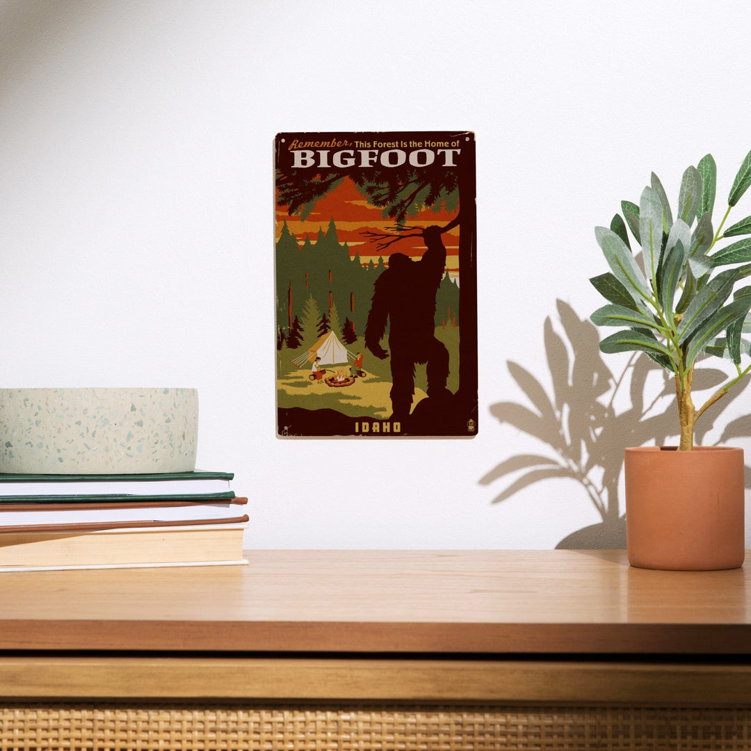 Idaho, Home of Bigfoot, WPA Style, Lantern Press Artwork, Wood Signs and Postcards Wood Lantern Press 