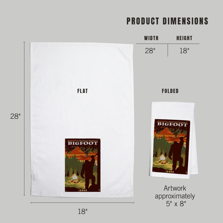 Idaho, Home of Bigfoot, WPA Style, Organic Cotton Kitchen Tea Towels Kitchen Lantern Press 