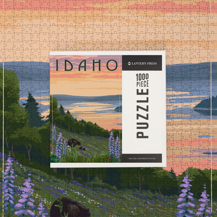 Idaho, Lake and Bear Family, Jigsaw Puzzle Puzzle Lantern Press 