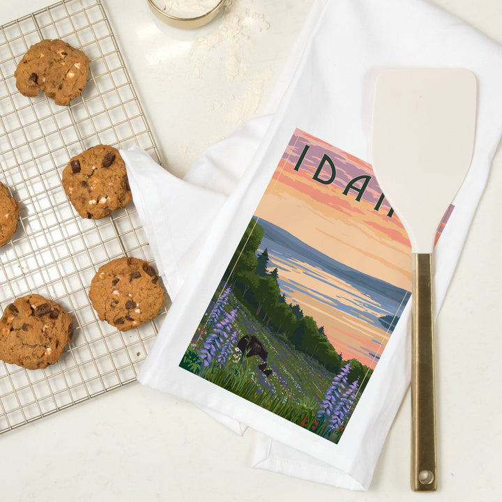 Idaho, Lake and Bear Family, Organic Cotton Kitchen Tea Towels Kitchen Lantern Press 