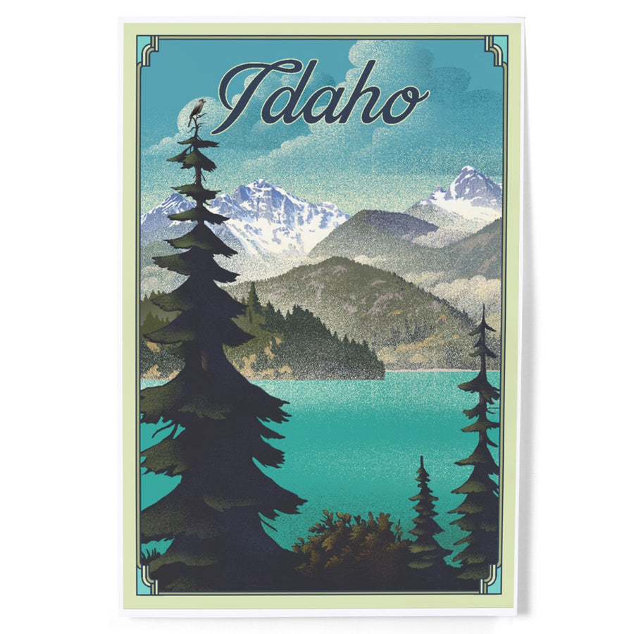 Idaho, Lake, Lithograph, Art & Giclee Prints Art Lantern Press 