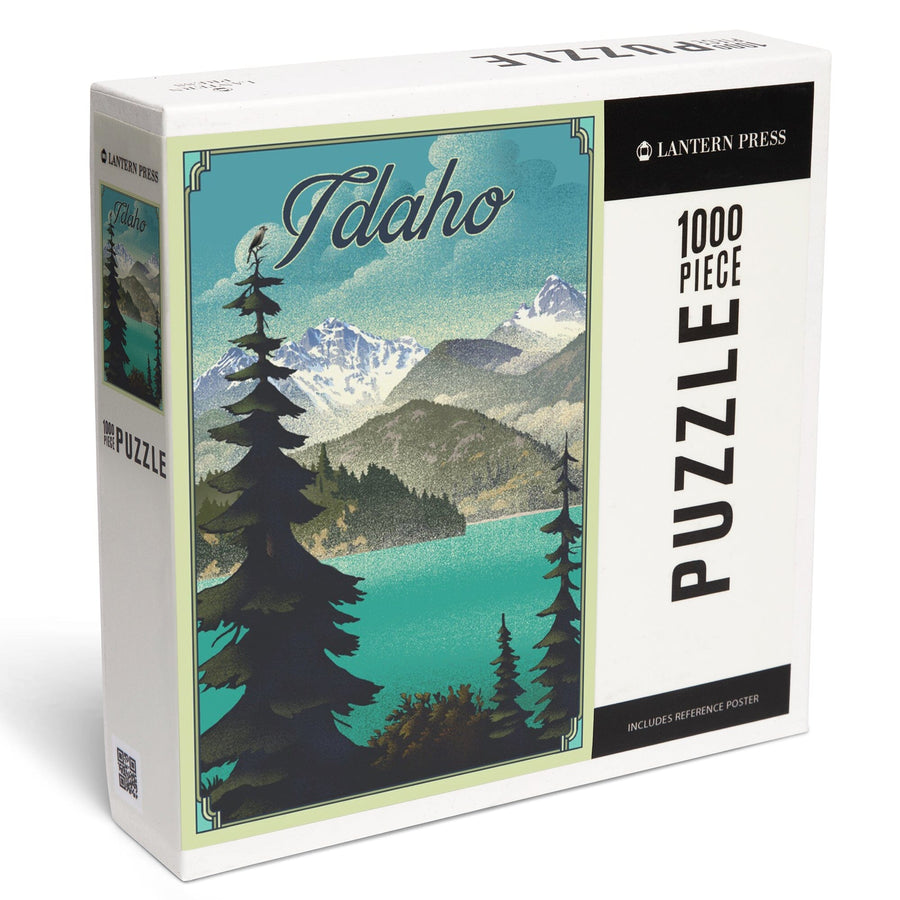 Idaho, Lake, Lithograph, Jigsaw Puzzle Puzzle Lantern Press 