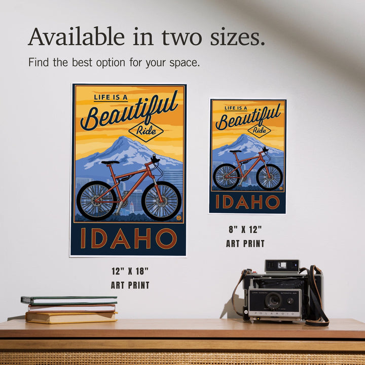 Idaho, Life is a Beautiful Ride, Bike and Mountain, Art & Giclee Prints Art Lantern Press 