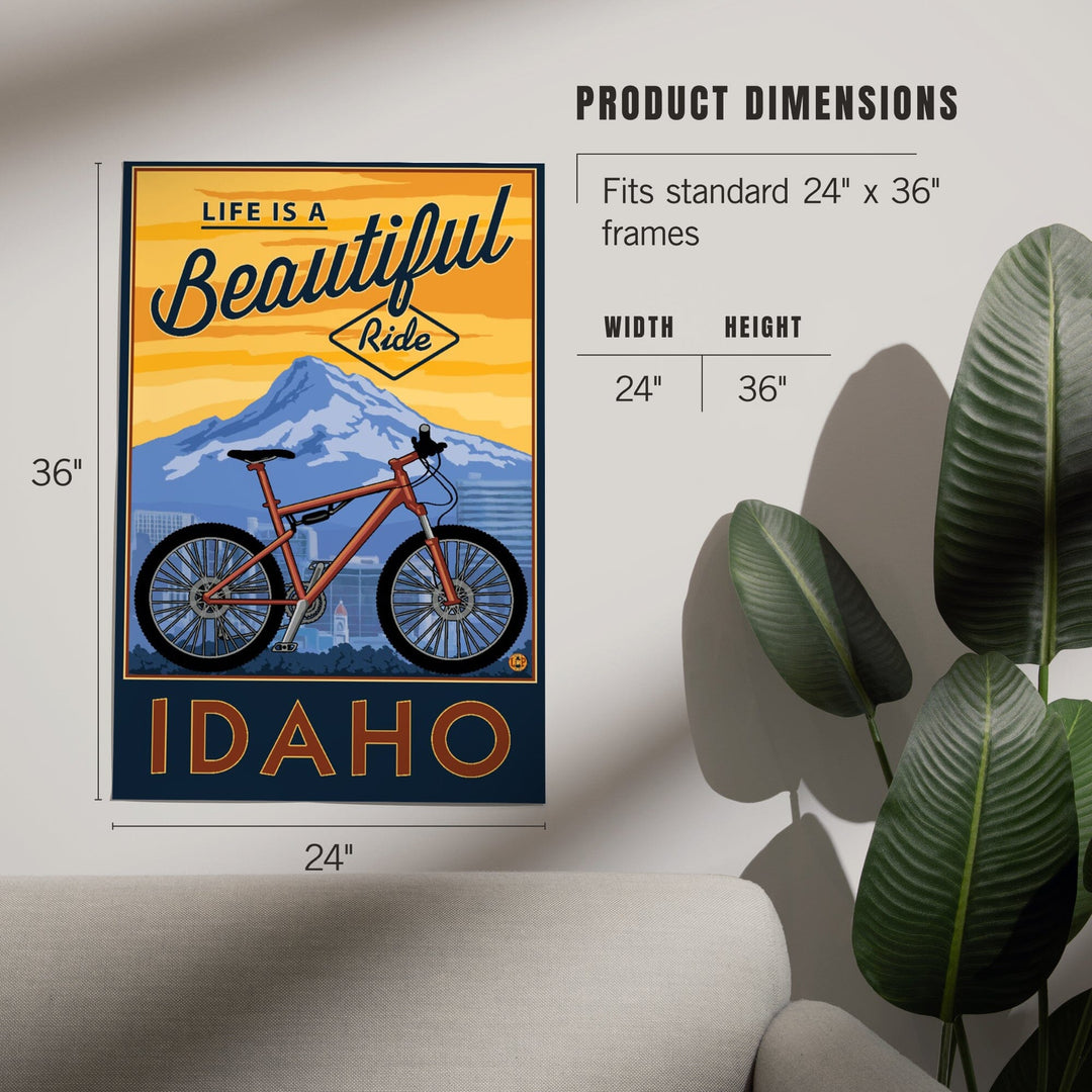 Idaho, Life is a Beautiful Ride, Bike and Mountain, Art & Giclee Prints Art Lantern Press 