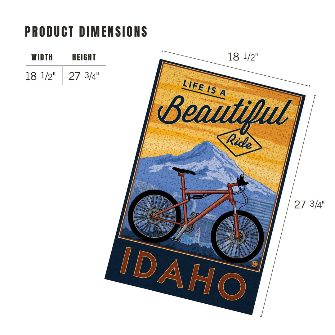 Idaho, Life is a Beautiful Ride, Bike and Mountain, Jigsaw Puzzle Puzzle Lantern Press 