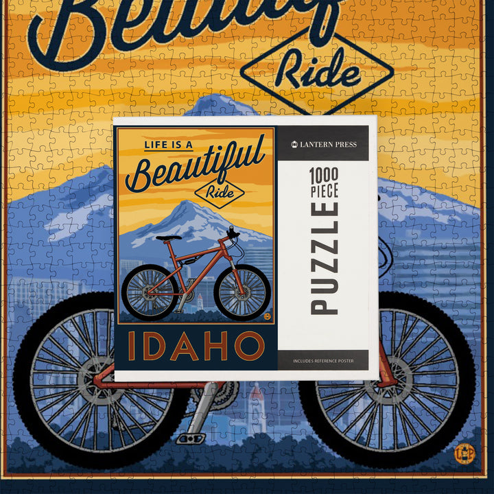 Idaho, Life is a Beautiful Ride, Bike and Mountain, Jigsaw Puzzle Puzzle Lantern Press 