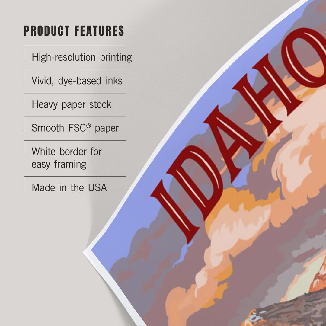 Idaho, Moose and Mountain at Sunset, Art & Giclee Prints Art Lantern Press 
