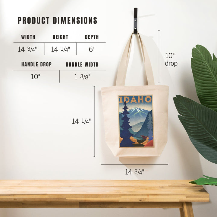 Idaho, Moose and Mountain, Lithograph, Tote Bag Totes Lantern Press 