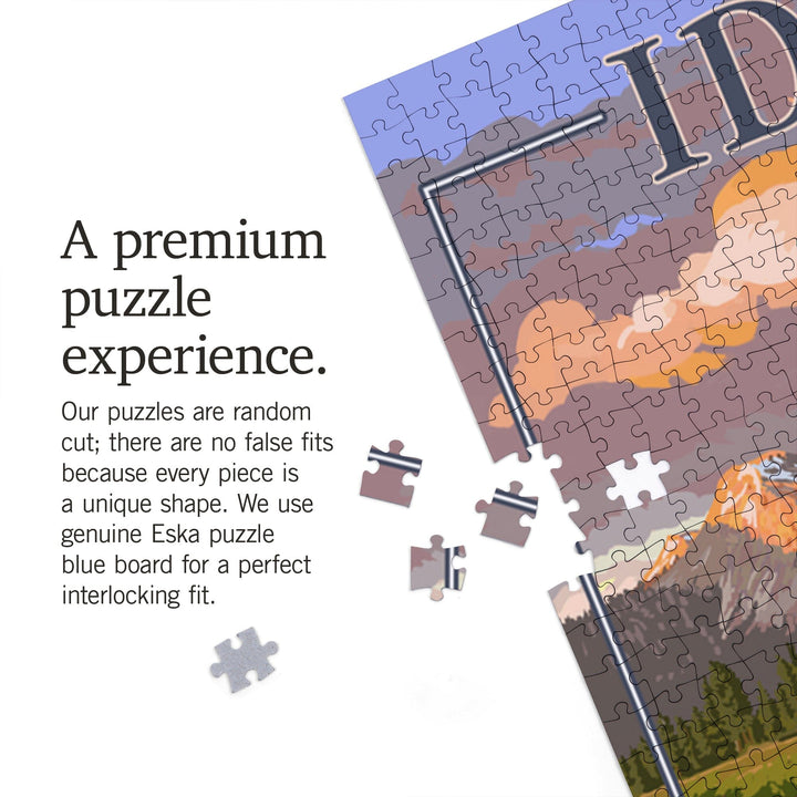 Idaho, Moose and Mountain Stream at Sunset, Jigsaw Puzzle Puzzle Lantern Press 